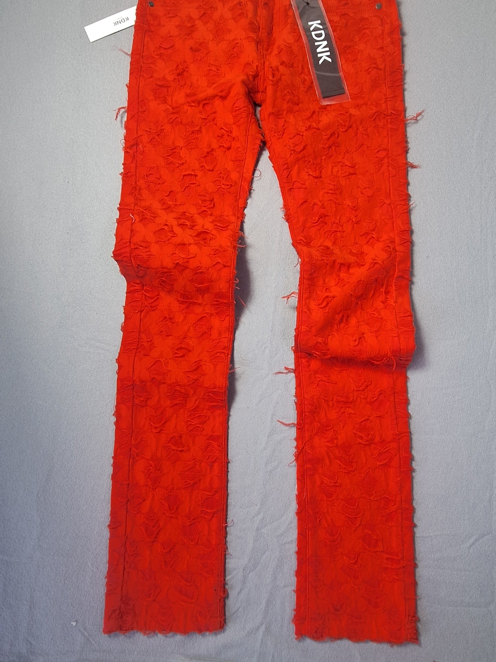 KDNK Red Textured Stacked Jeans Size 38 And 30 Available